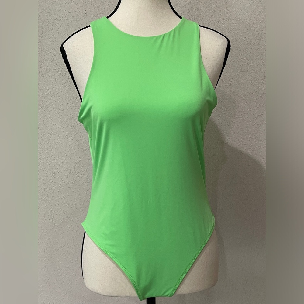 Vibrant Green Sleeveless Women's Bodysuit Size Large